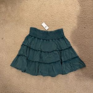AE Smocked Tiered Mini Skirt, Turquoise, Size L